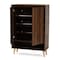 Baxton Studio Landen Mid-Century Modern Walnut Brown and Gold Finished Wood 2-Door Entryway Shoe storage Cabinet 174-10958-Zoro - alternate 5